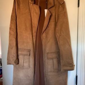 Womens Faux Suede long Jacket